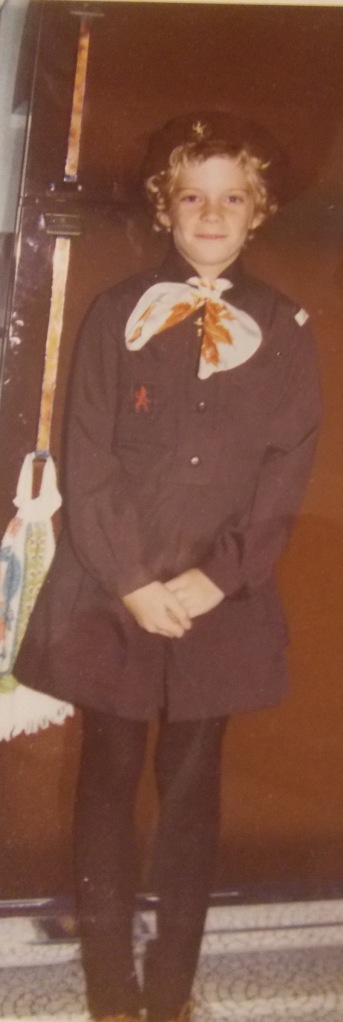 Me, wearing my brownie uniform