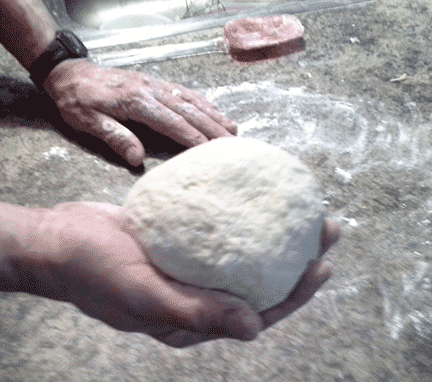 dough in Practical Man's hands