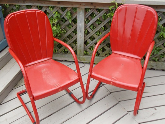 red vintage lawn chairs (2)