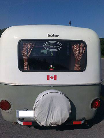Back of the boler, as it's rolling down the road.