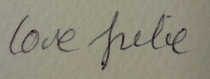 Handwritten: love, Julie